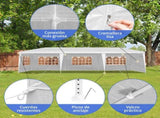 10'x30' Outdoor Party Tent with 8 Removable Sidewalls, Waterproof Canopy Patio Wedding Gazebo, White 97185781