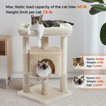 ZUN Modern Small Cat Tree Cat Tower with Sisal Scratching Post, Cozy Condo, Top Perch and Dangling Ball 72733337