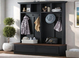 Farmhouse 4-in-1 Hall Tree with Wood Grain Bench, Mudroom Versatile Coat Rack with 2 Large Drawer, 59466050