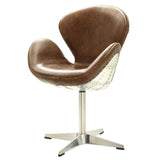 Retro Brown and Chrome Accent Chair with Padded Cushion B062P186468