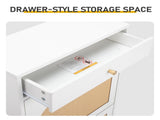 Rattan-front shoe cabinet with 1 drawer and 2 flip-down compartments, particleboard, 54*24*110cm, 40784396