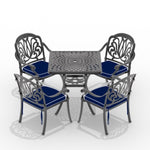 ZUN L30.71*W30.71-inch Cast Aluminum Patio Dining Table with Black Frame and Umbrella Hole W1710P166024