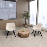 29.53" Medieval MDF coffee table and 2 PU dining chair set, drum integrated dining table and black 39047326