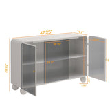 ZUN 47.25"Glass Storage Cabinet Floor-to-ceiling for Kitchen, Living Room, Bathroom W757P205984