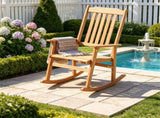 Solid Acacia Wood Outdoor Rocking Chair, Heavy Duty 400LBS Capacity Porch Rocker with Slatted Back 19301567