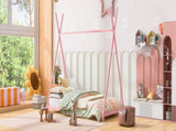 Metal Twin Size House Platform Bed with Triangle Structure, Pink WF307193AAH