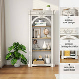 Antique 4 Tiers bookshelf,65 inch tall bookcase,tall floor standing bookcase for Home Office, Living W3123P278008