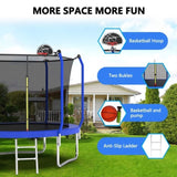 8FT Trampoline with Basketball Hoop, ASTM Approved Reinforced Type Outdoor Trampoline with Enclosure K1163P147129
