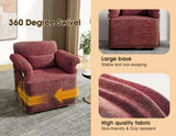 360 Degree Square Swivel Accent Sofa Chair,Fluffy Fabric Lounge Wide Upholstered Reading Chair with W2012P319078