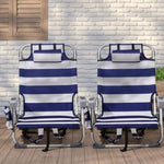 ZUN 63*65*82cm Short Oxford Cloth Silver White Aluminum Tube Bearing 100kg Beach Chair Blue Stripes 50527506