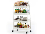 Utility Rolling Cart, 4Tier Slim Storage Design, Metal, Lockable Wheels, White 43694820