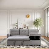 77 Inch Reversible Sectional Storage Sleeper Sofa Bed L-Shape 2 Seat Sectional Chaise With Storage W120343142