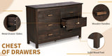 Brown MDF with solid wood veneer 120*40*80 Double row six drawer chest of drawers 88787047