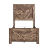 Rustic Brown Finish Contemporary Twin Size Panel Bed Wooden Bedroom Furniture 1pc, Bed in a Box B011P250475
