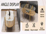 Oval shaped glass coffee table modern design, length 41 x width 21 x height 17 inches, for living W1727P356427
