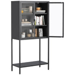 ZUN 59"H Heavy Duty Metal Storage Cabinet,Sideboards & Buffet,Display Storage Cabinet with Glass Doors W2735P186329