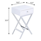 White and Chrome 1-Drawer Rectangular Accent Table B062P185654