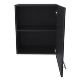 ZUN Wall Cabinet 23.6" H, with 1 Door and 2 Shelves, Black B097P250866