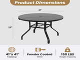 Round Dining Table, 41" Round Patio Table Wood-Like Grain with 1.57" Umbrella Hole, Metal T3623P504736