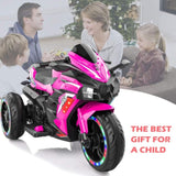 Electric Motorcycle for Kids, 12V Battery Powered Ride on Toys 3 Wheels Motorcycle with LED Lights, 39720329