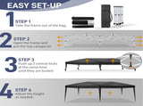 10'x20' Instant Pop Up Canopy Tent Black, No Sidewalls, 28/22mm Powder Coated Steel Frame, 10x20mm 10924017