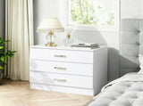 3-Drawer P2 Particleboard Bedside Table with Melamine Finish Drawer Cabinet Lockers 90528915