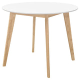 Matte White and Natural Round Dining Table B062P153868