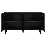 U_STYLE Elegant Four-Door Sideboard with Wavy Pattern Doors, Cylindrical Legs, and Sleek Metal N711P186790B