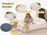 Curved Chaise Lounge Chair Indoor, Modern Chenille Sofa Couch with Deep Seat Sofa Bed with 1 Pillow, W2231P401698
