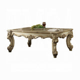 ZUN Gold Patina and Bone Coffee Table with Scrolled Leg B062P209126