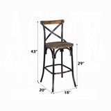 Antique Black Finish Metal Frame Vintage Style Bar Chair 1pc Wooden Seat Dining Furniture B2741P325719