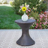 Outdoor 16-inch Multi-brown Wicker Hourgla Side Table 61431.00MBRN
