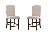 ZUN Classic Cream Upholstered Cushion Chairs Set of 2pc Counter Height Dining Chair Nailheads Solid wood B011P148642