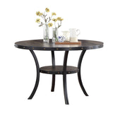 Dining Room Furniture Natural Wooden Round Dining Table 1pc Dining Table Only Nailheads and Storage B011119663