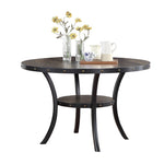 ZUN Dining Room Furniture Natural Wooden Round Dining Table 1pc Dining Table Only Nailheads and Storage B011119663