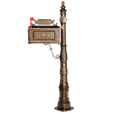 ZUN Decorative Large Mailbox with Post, Heavy Duty Cast Aluminum Postal Mail Box with Address Plaque, 06709382