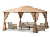 Patio Gazebo 10'x10', Outdoor Duty Party Tent Shelter With Double Roofs, Oxford Fabric Mosquito 17004464