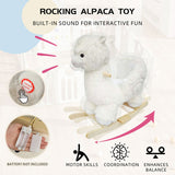 Kids Ride-On Rocking Horse Toy with Lullaby Song,Alpaca Rocking Toy with Hand Puppets and Safety 97286951