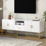 ZUN U-Can Modern TV Stand for TV up to 70 Inches,TV Cabinet with 1 Drawer, 2 Cabinets and Metal Legs, N724P198473K