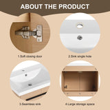 LEVISTAR Oak 24 Inch Bathroom Vanity with resin Countertop Sink, 2 Doors Bathroom Cabinet Set W1972P165042
