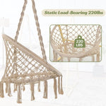 ZUN Swing Chair Handmade Macrame Swing Hammock Chair with Stand 17162944