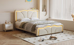 ZUN Full Size Upholstered Platform Bed with Curve Shaped and Height-adjustbale Headboard,LED Light WF323749AAK