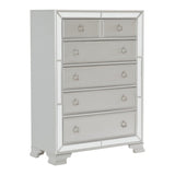 ZUN Modern Traditional Style 1pc Bedroom Chest of Drawers Embossed Textural Fronts Silver Finish B01152307