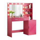 ZUN Vanity Desk with Mirror and Lights, 46.4IN Dressing Table with 2 Large Drawer&Large Vertical 04825507