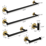5-Pieces Brushed Nickel Gold Bathroom Accessories Set, Stainless Steel Bathroom Hardware Set, Bath W1932P156143