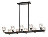 Chandelier for Dining Room, 10-Light Black Farmhouse Linear Pendant Light Fixture, Modern Crystal W1592P232178