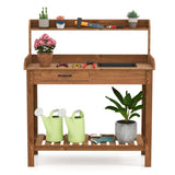 Outdoor wooden garden table with drawers 48243823