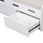 ZUN TREXM Rustic Storage Bench with 2 Drawers, Hidden Storage Space, and 3 False Drawers at the Top, WF323695AAK