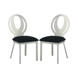Set of 2 Microfiber and Metal Side Chairs in Silver and Black Finish B016P156808