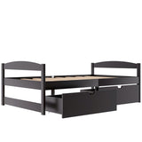 Twin size platform bed, with two drawers, espresso WF195910AAP